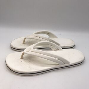 Crocs Crocband White Flip Flops Women's 9 Sandals Waterproof Thong Shoes 206100